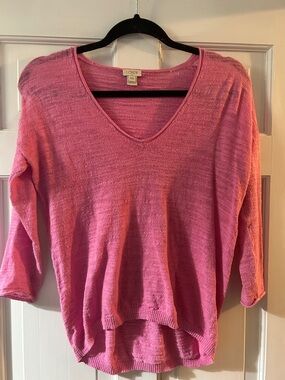J. Crew Pink V-Neck Lightweight Pullover Sweater